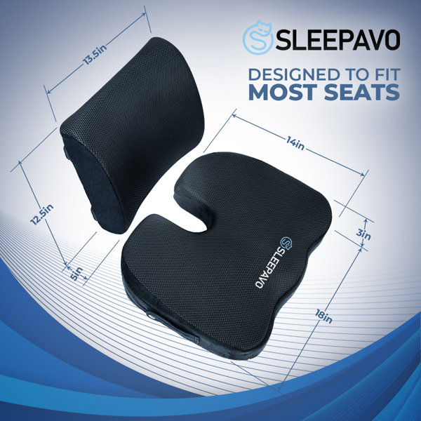 Sleepavo Memory Foam Seat Cushion & Lower Back Pain Relief Padded Lumbar Support Wayfair